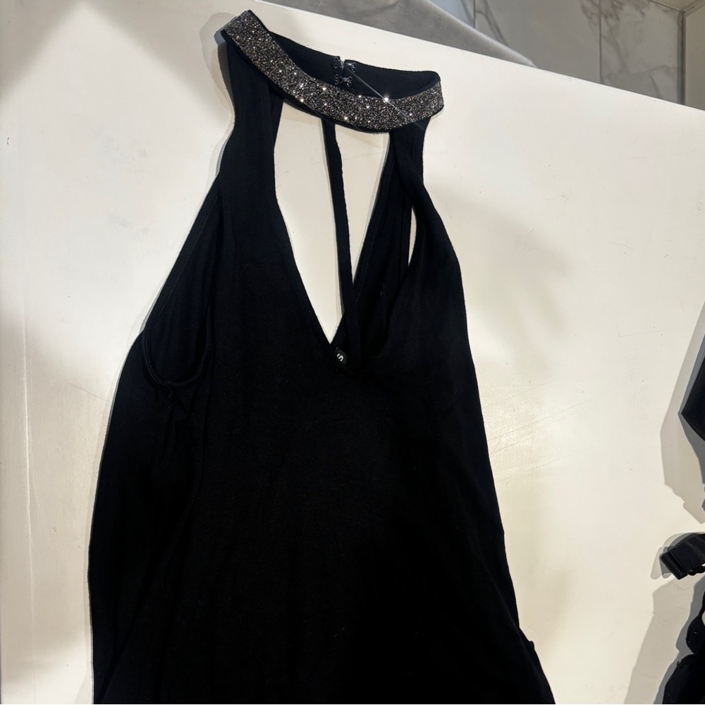 Express Black Tank Top with Silver Collar